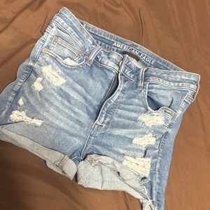 American Eagle Outfitters Light Blue Distressed Jean Shorts